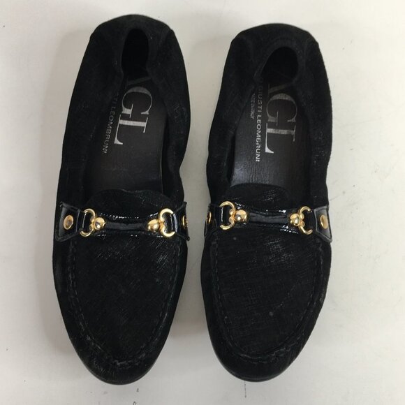 AGL Attilo Giusti Leombruni Horsebit Black Leather Slip On Loafer Size 37.5 - Picture 6 of 8
